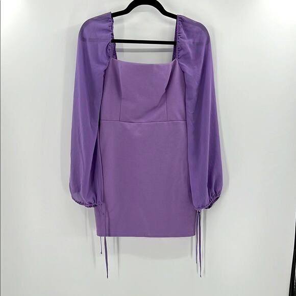 Lulus Delightful Love Lavender Lace Up Balloon Sleeve Mini Dress - Small - NWOT - Picture 2 of 10